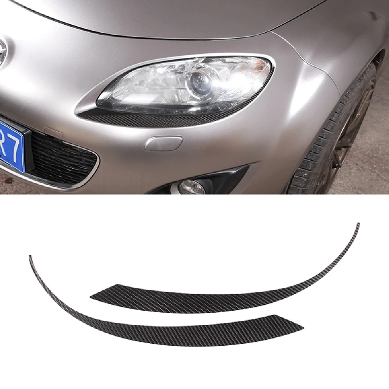 Carbon Fiber Headlight Eyebrow Trim Sticker For Mazda MX-5 2009 2010 2011 2012 2013 2014 Accessories