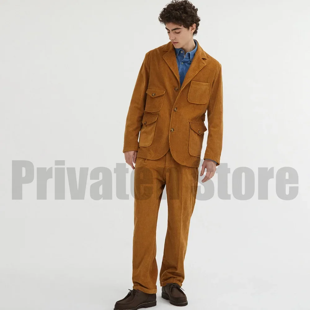 

Men's Corduroy Two-piece Suit Elegant Men's Suits Elegant Clothes Man Mens Casual Suits Mens 2 Piece Outfit Set Trends Costumes