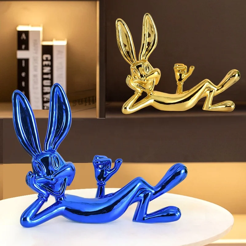 Creative Cartoon Electroplated Rabbit Resin Ornament Electroplated Dinosaur Statue For Home Indoor Crafts