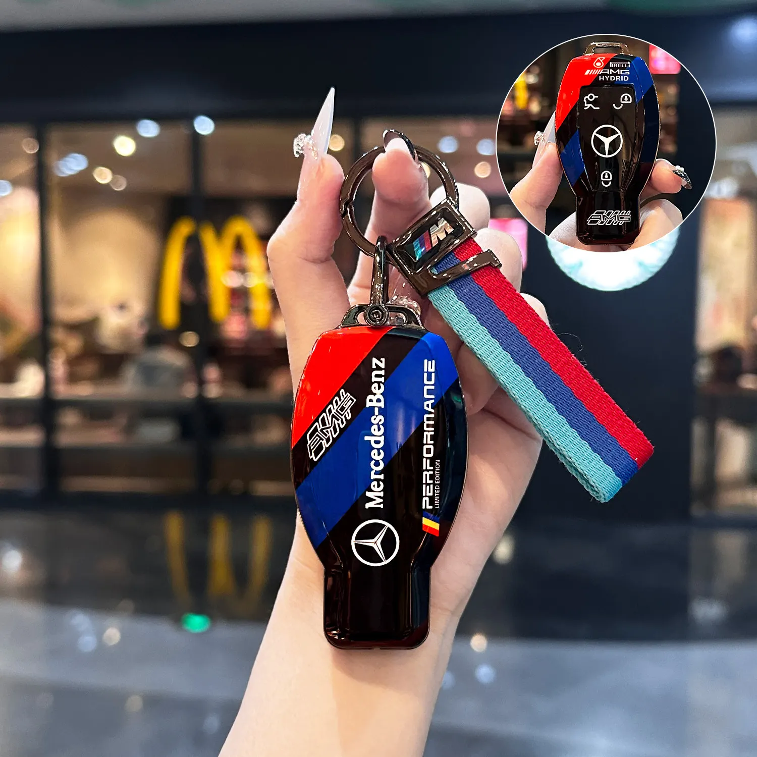 ABS Suitable for Mercedes Benz C200L car key holder men's A180 old model 2-key GLA200 buckle GLC260 B200 key case
