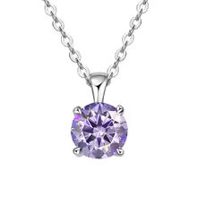 Classic Yellow Gold Cubic Zirconia Pendant 18K Silver Plated - Silver Light Purple