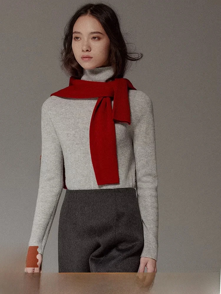 

cio Women's Thiened Wool High Collar Sweater Sl Base irt Winter Warm Knitted Top Quali Australian Wool