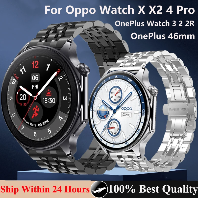 Stainless Steel Band For Oppo Watch X X2 4 Pro Metal Bracelet Correa For OnePlus Watch 3 2 2R/OnePlus 46m/Realme Watch S2 2 3Pro