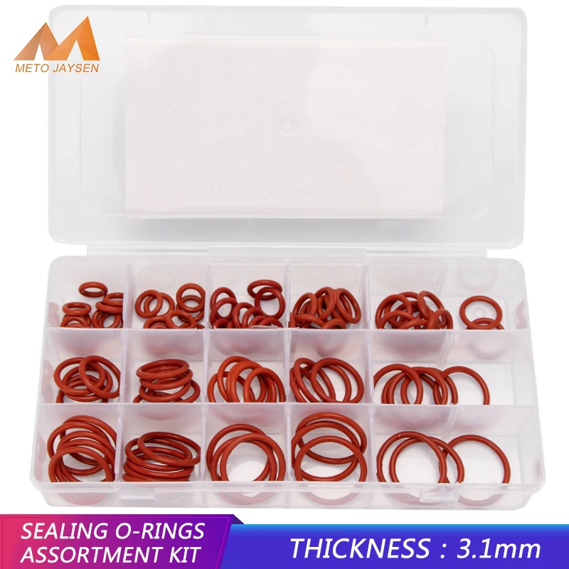 

94PCS PCP Paintball VMQ Red Silicone Sealing O-rings High Pressure Seal Gasket Replacements Kit 15 Big Sizes OD 15-35mm CS3.1mm