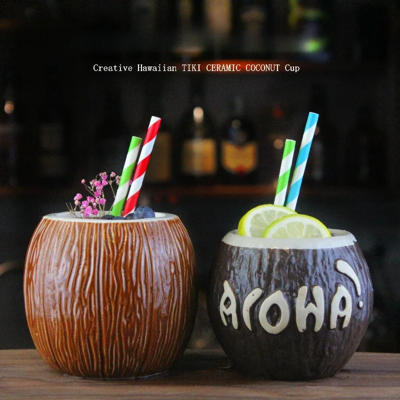 

Tiki Mug Personalized Hawaiian Style Cocktail Cup Halloween Gift Bar Tiki Cup Creative Ceramic Mug Drinkware Home Decorations