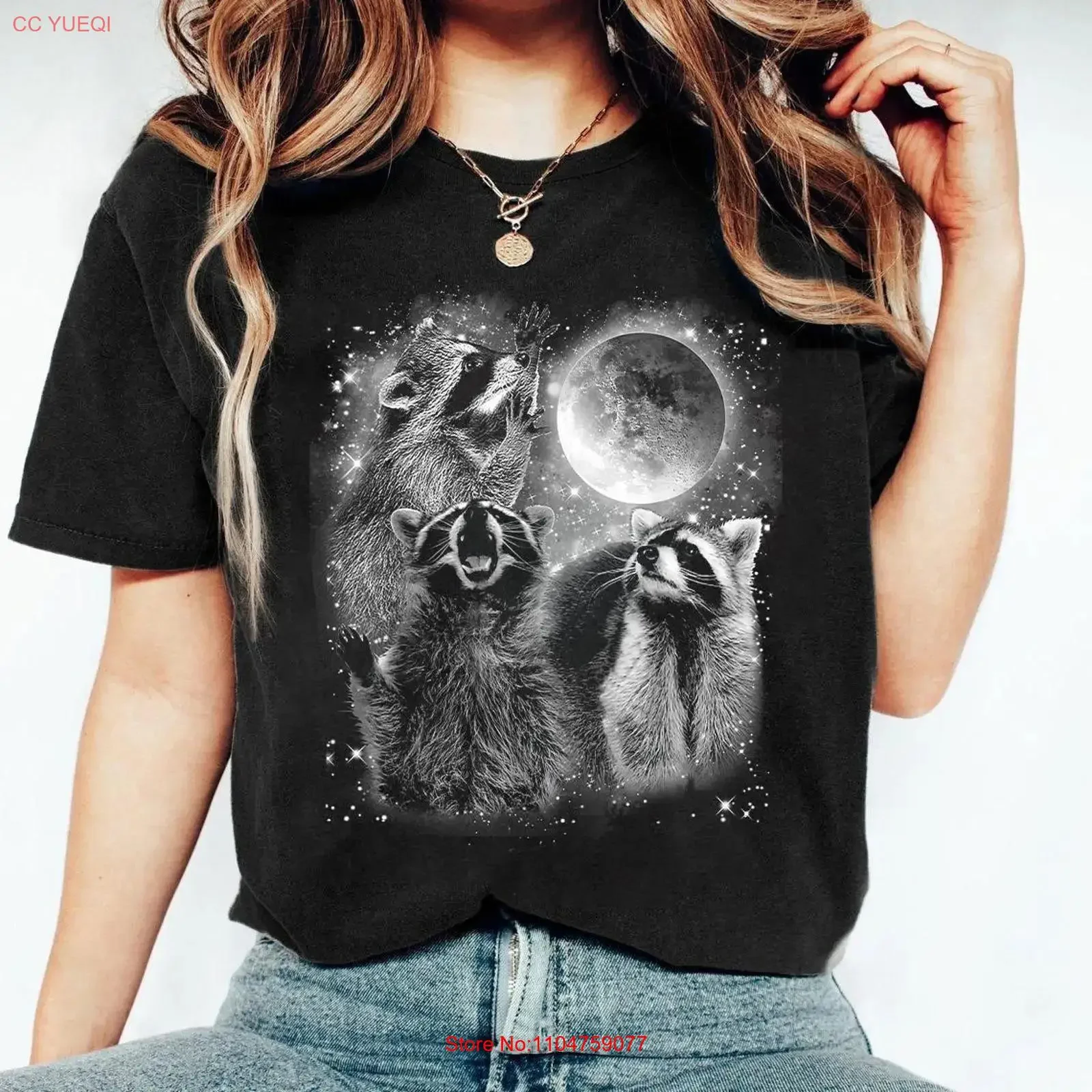 3 Racoon Moon Howling Raccoon Head T Shirt Quirky Possum Three Possums At Vinta…