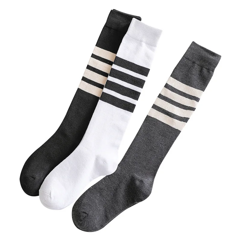 Women Long Socks Korea Style Warm Calf Cotton Socks Knee Socks Fashion Ladies Knee High Striped Socks School Lolita Socks Girls