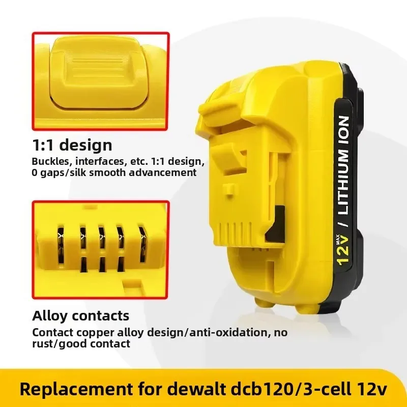 12V 2.0Ah-3.0Ah Grade A DCB120 Rechargeable Li-Ion Battery for Dewalt DCB124 DW089LG DCD701F2 Power Tools/Laser Level Battery