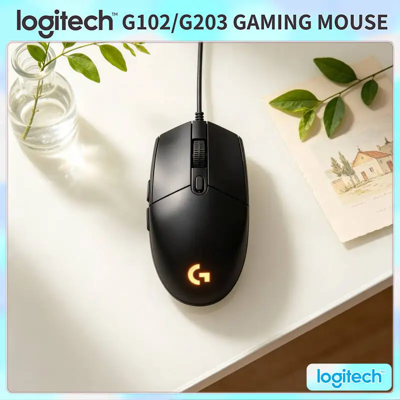Ratón para Juegos Logitech G203 Prodigy RGB, Cableado, 200-8000 DPI, 6 Botones, Respuesta de 1 ms, Frecuencia de Sondeo de 1000 Hz, Duradero para Gamers