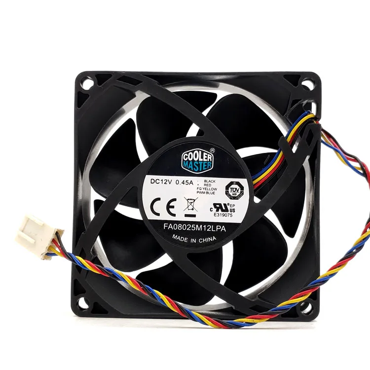 PWM Fans for Cooler Master FA08025M12LPA 8025 80MM 8cm Computer Case CPU Cooling Fan 12V 0.45A Fan
