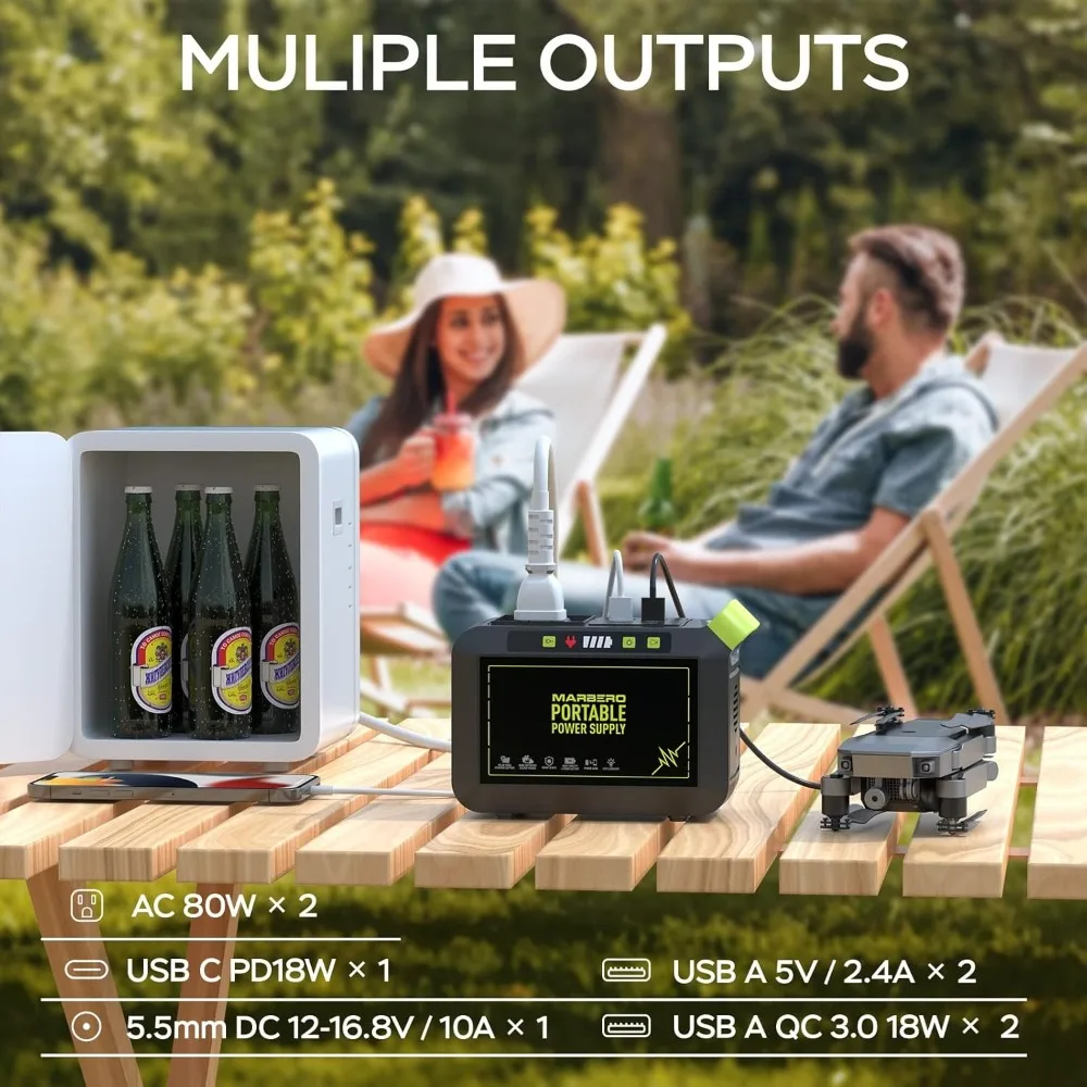 Portable Power Station 88Wh Camping Lithium Battery Solar Generator Fast Charging with AC Outlet 120W Peak Power Bank