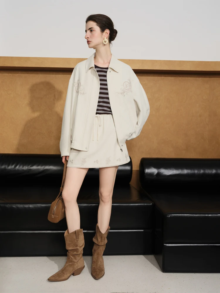 Ele bordado Jaet ort prendas de vestir exteriores Faion diseño primavera otoño nueva llegada Van Slane serie mezcla de algodón para mujer