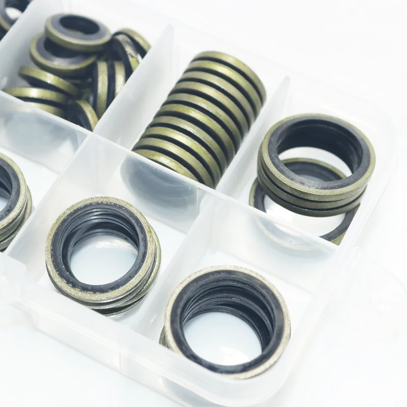 120/100 Stück gebundenes Dichtungsring-Set, Metall, Gummi, Ablaufschraube, Sanitärdichtung, ölbeständig, kombinierte Hochtemperatur-Dichtungsscheibe – Detail 4