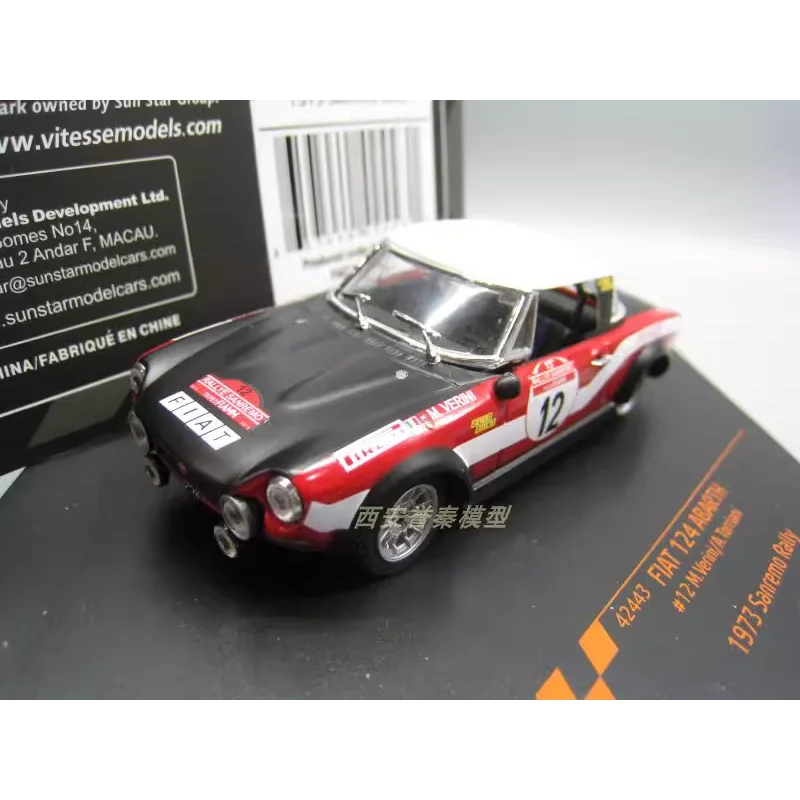 Diecast 1/43 Scale Fiat 124 ABARTH 1974 Rally Car Model Collectible Toy Gift Souvenir Display Ornament
