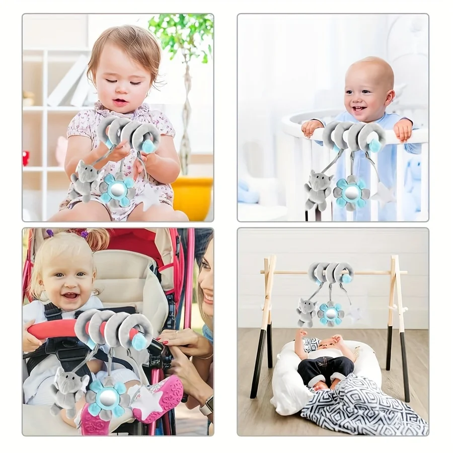 Children's Toy Stroller Hanging Elephant Spiral Plush  0-3  Toys Stroller Accessory,Cute Elephant Design