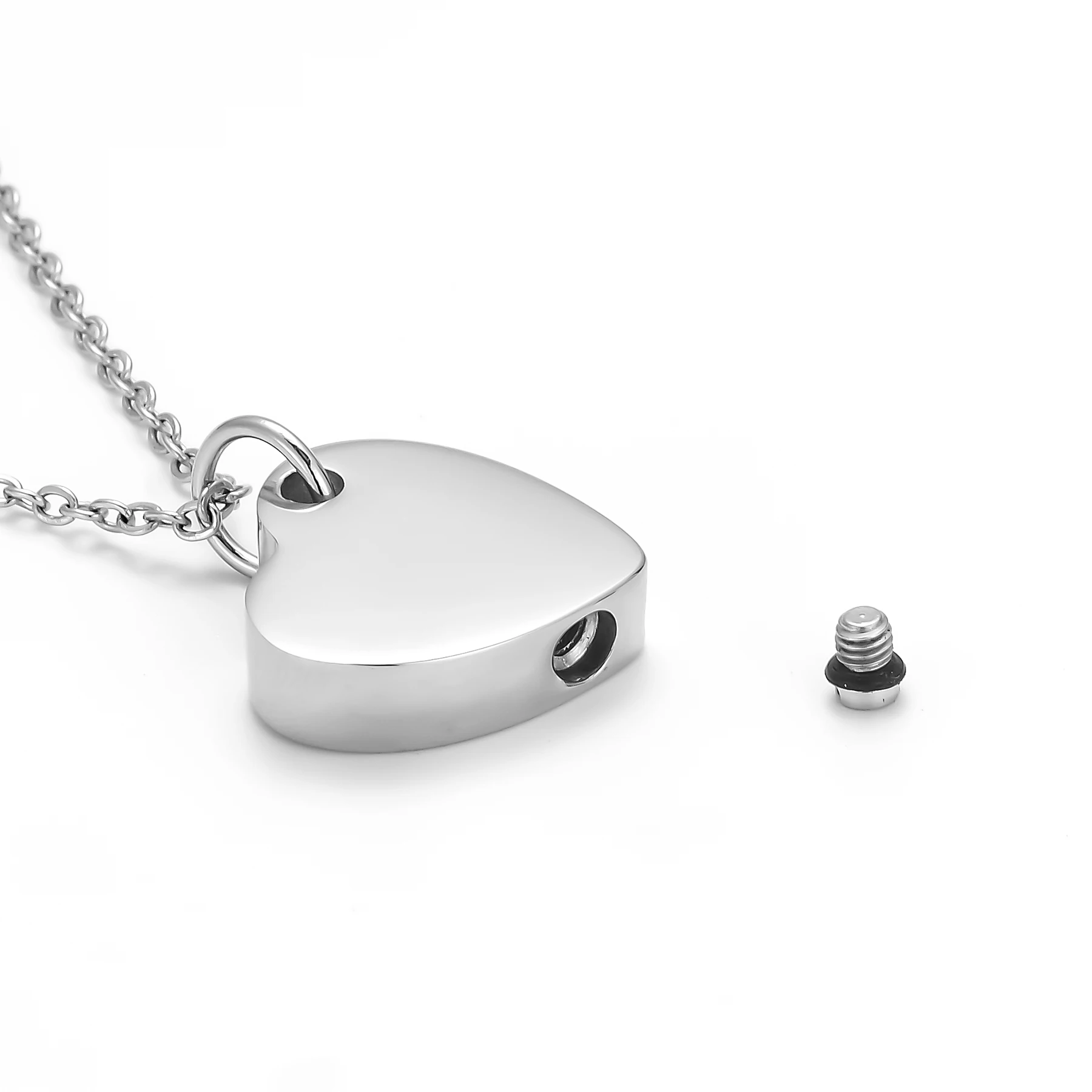 Herzförmige Urnen-Halsketten für Asche für Frauen und Männer, Kremations-Anhänger-Halskette für Asche aus Edelstahl, personalisierbarer Gedenkschmuck – Detail 9