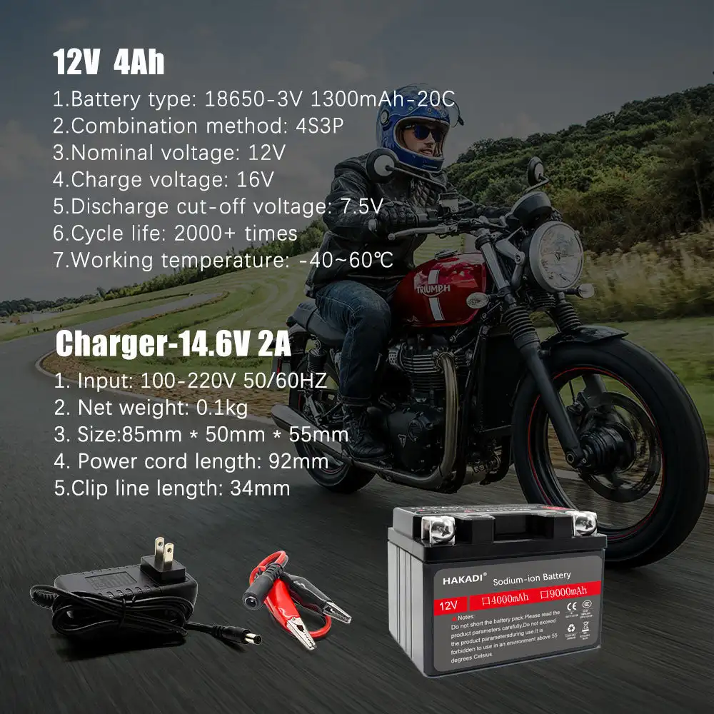 Sodium ion 12V 4Ah Motorcycles Starting Battery SIB Powerful Deep Cycles