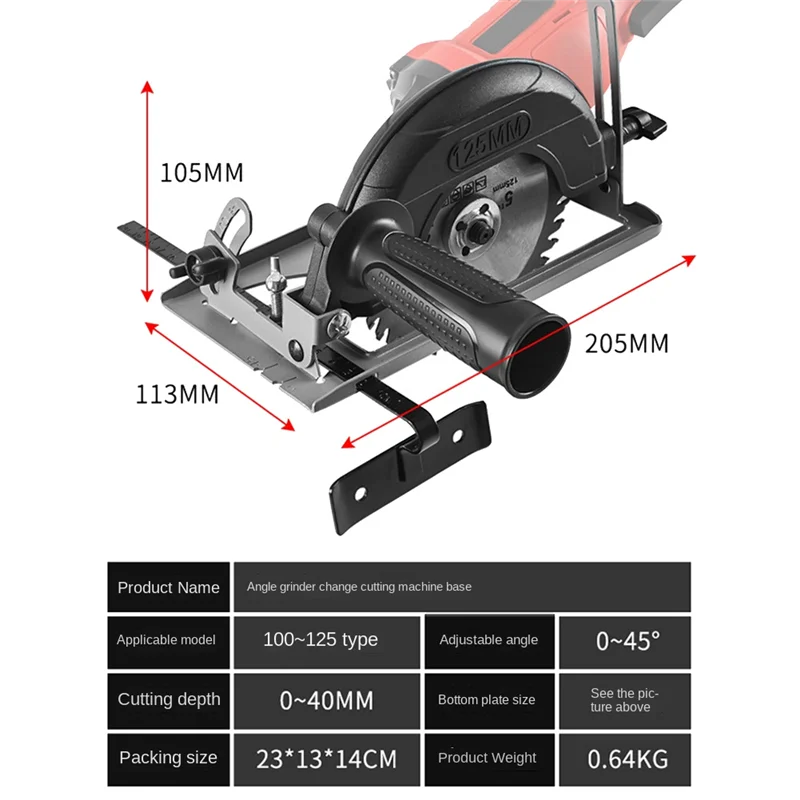 Hand Angle Grinder Converter to Cutter 40mm Depth Adjustable Grinder Bracket to Cutting Woodworking Table Tool