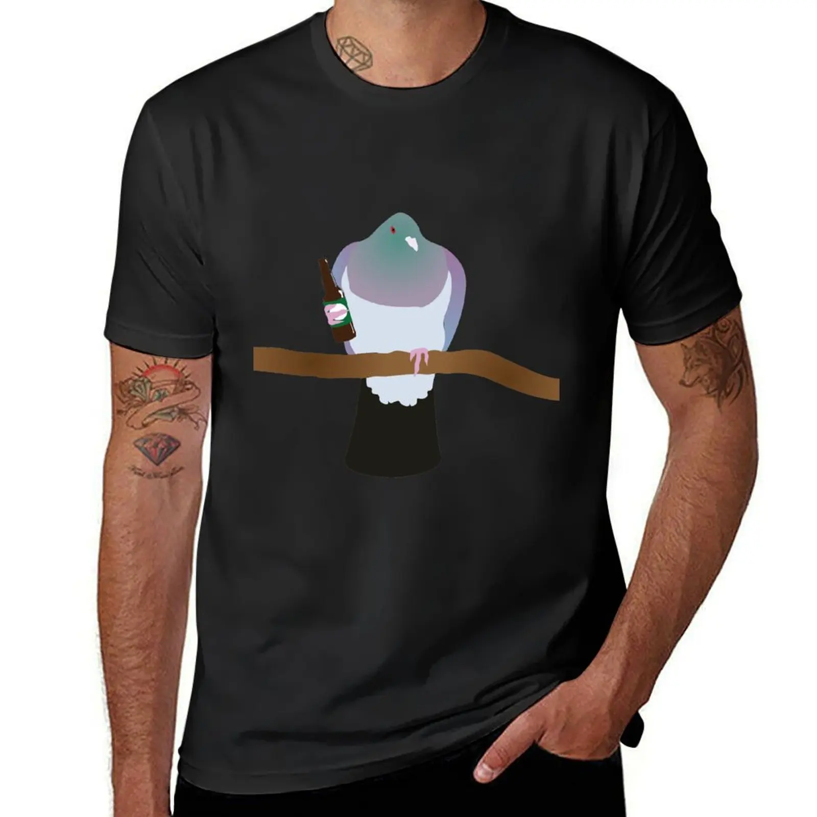 Tipsy Kereru drinking a beer T-Shirt boys whites anime animal prinfor boys sublime Men's cotton t-shirt