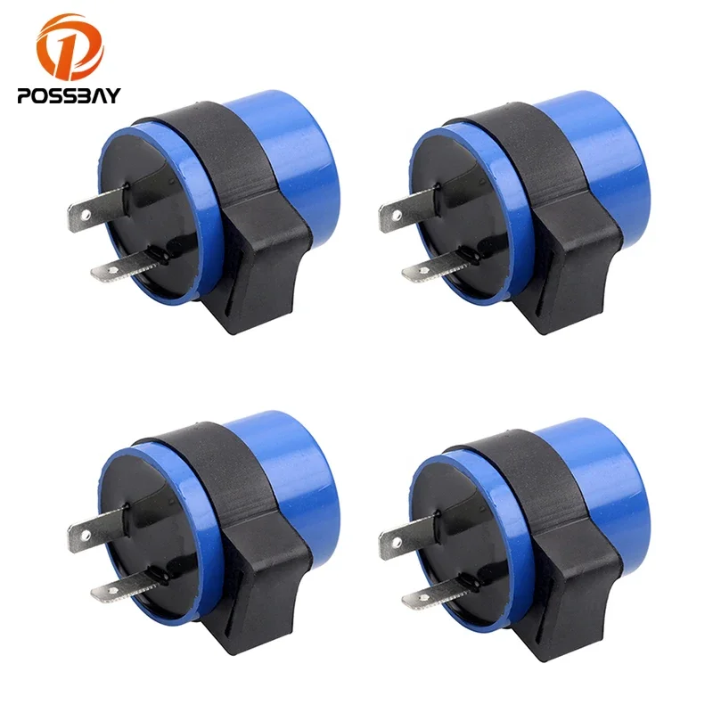 4Pcs DC6V 12V Motorcycle Indicator Relay Flasher Blue Inbuilt Input Beeper Flasher LED Turn Signal Blinker 2Pin Universal Buzzer