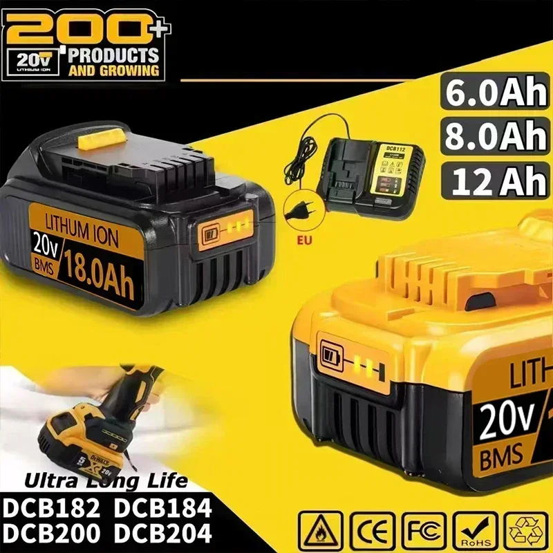 لبطارية ليثيوم أيون DEWALT 20V MAX 2-Pack وشاحن، 18.0 أمبير، مجموعة أدوات تشغيل البطارية (DCB205-2c) #2