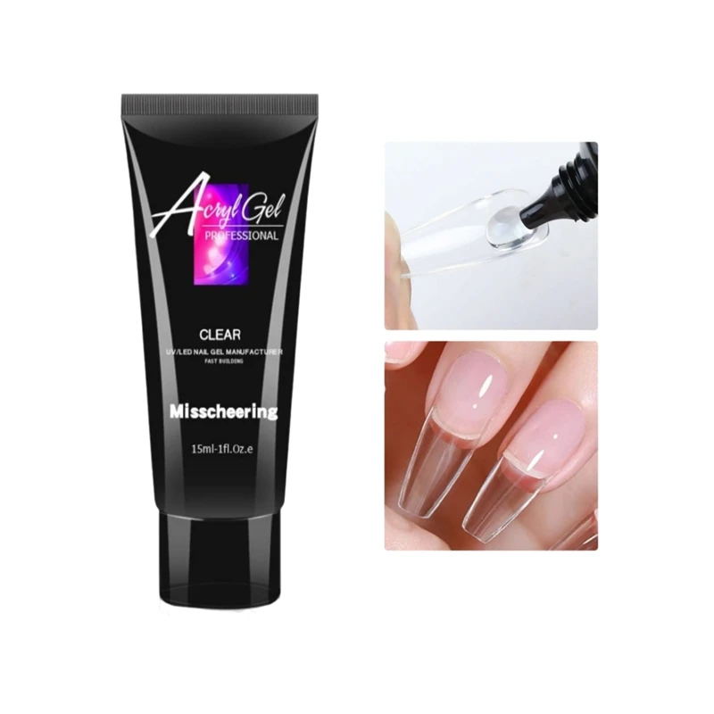 Smalto gel per estensione unghie con glitter di cristallo da 15 ml per tubo per terapia della luce UV Forniture per unghie all'ingrosso per uso professionale