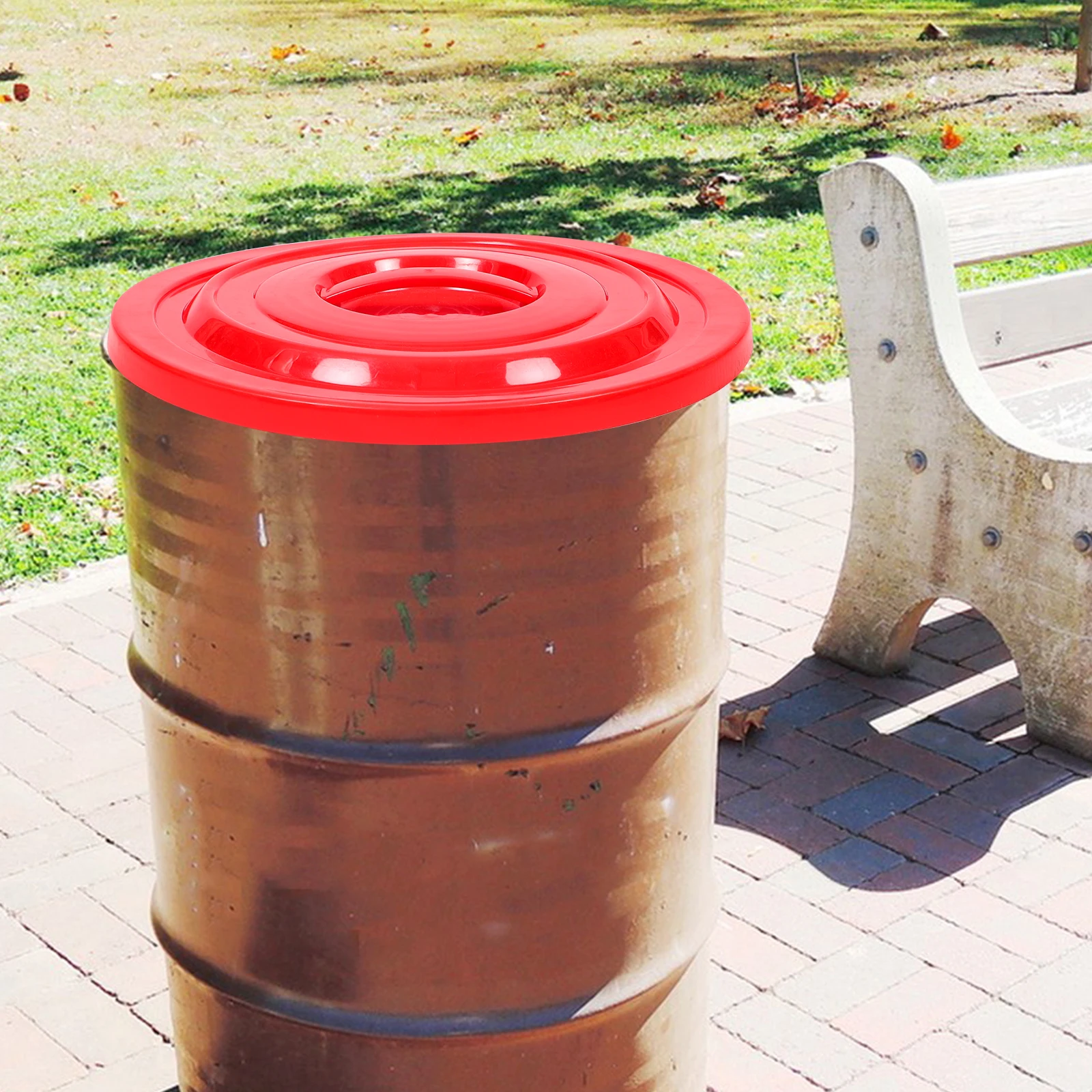 

Sanitation Waste Bin Lid Large Plastic Outdoor Trash Can Cover Replacement for Hospitals Public Facilities Parks