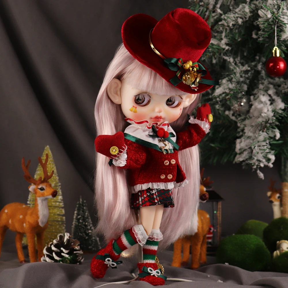 

ICY DBS Blyth кукла Fair Skin матовое лицо Рождественский колокольчик ручная роспись костюм Санты 30 см кукла праздничный подарок подарок на день рождения