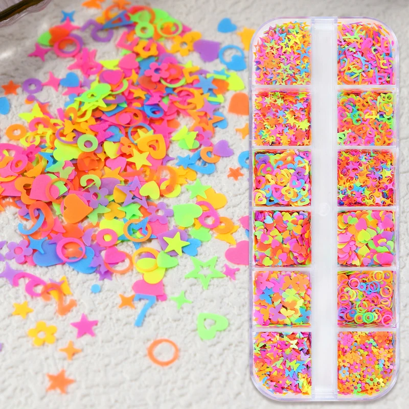 Fluorescent Mixed Shape Resin Sequins Butterfly Flower Letter Stars Epoxy Resin Filler Glitter Jewelry Silicone Filling Material