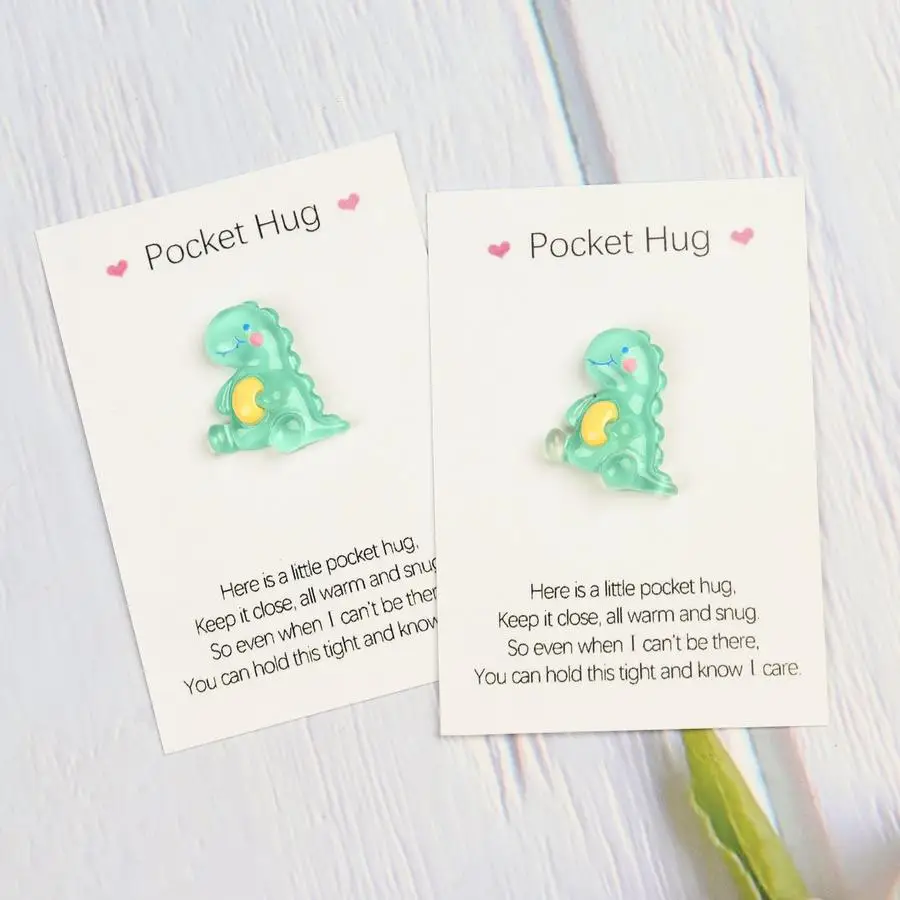 1/5/10/20/50/100pcs Pocket Hug Little Green Dragon Hug Card Inspirational Gift Encouragement Card Birthday Gift Graduation Seaso