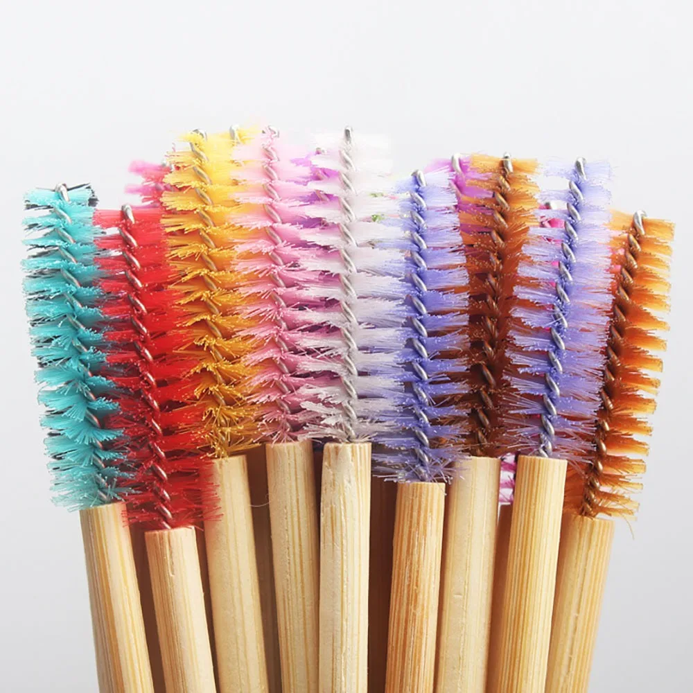 50 stuks/zakje Wimperborstels Make-upborstels Wegwerp Bamboe Handvat Mascara Borsteltjes Applicator Wimperborstel Wimperverlenging Gereedschap