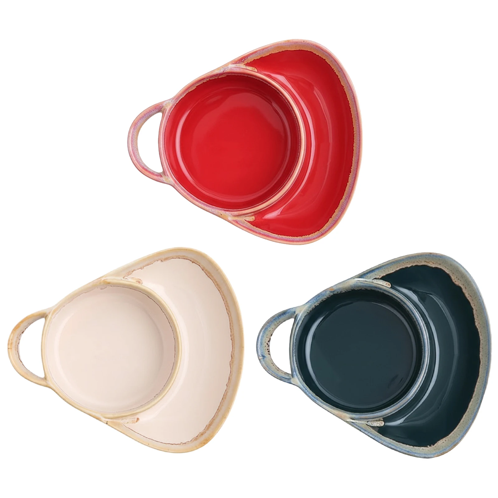 

Soup and Sandwich Plate Retro Combo Ceramic Soup with Handle Soggy Cereal Bowls for Dessert Fruit Salad