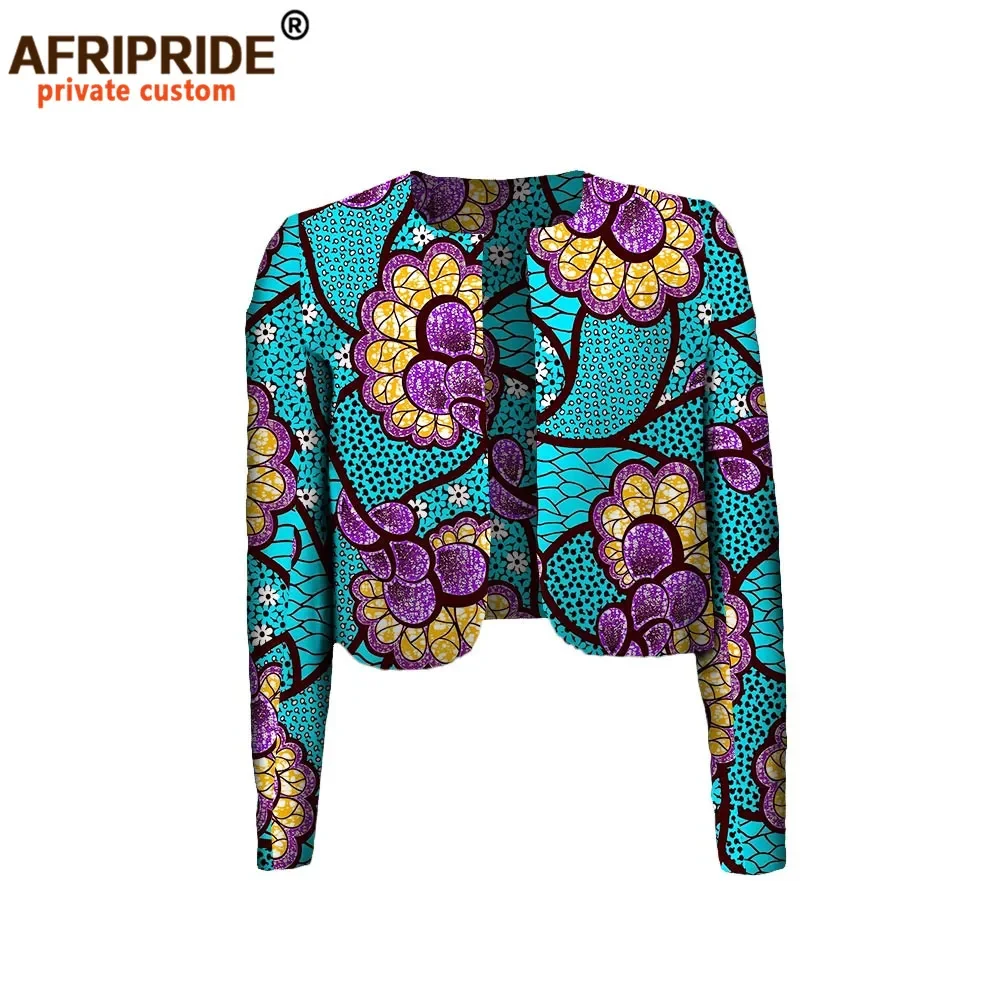 

2026 African Autumn Casual Coat for Women AFRIPRIDE Private Custom Full Sleeve O-neck Short Women Cotton Coat No Lining A722420
