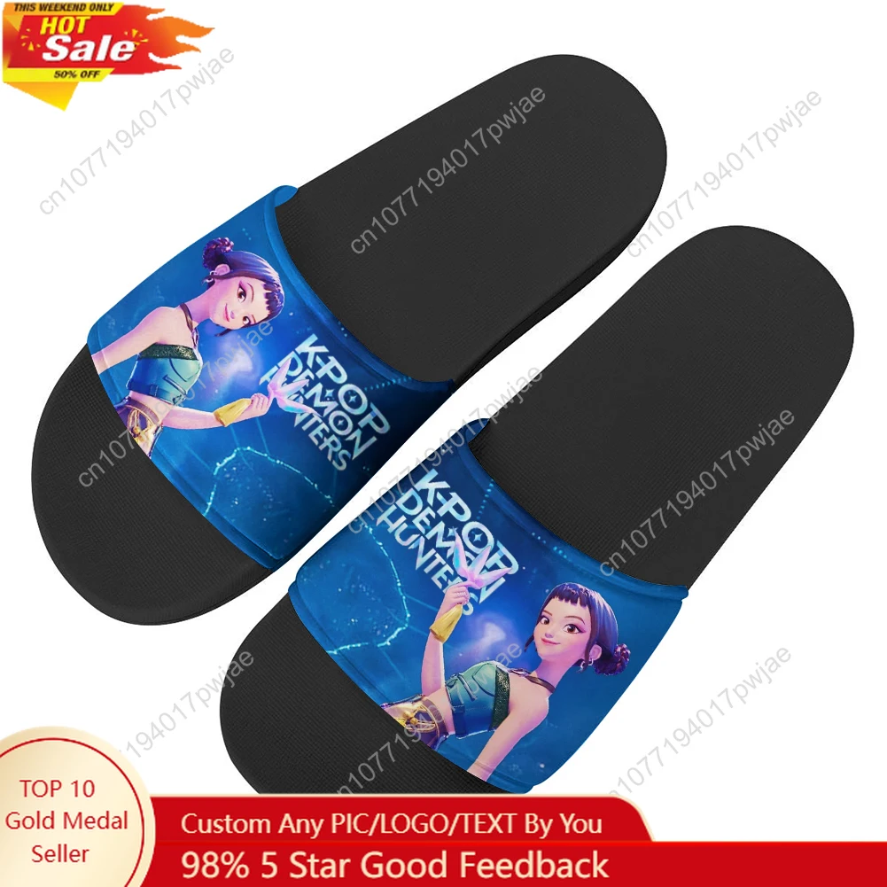 KPop Demon Hunters Zoey Kapcie Domowe Buty do Wody Męskie Damskie Plażowe Lekkie Sandały na Basen Personalizowane Letnie Kapcie