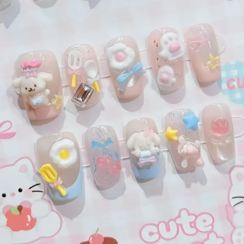 1 szt. Urocza silikonowa forma do zdobienia paznokci, kuchenna forma do ciast, lodów, widelców, łyżek, deserów, forma do dekoracji paznokci 3D z motywem zwierząt - mały miś, pies.