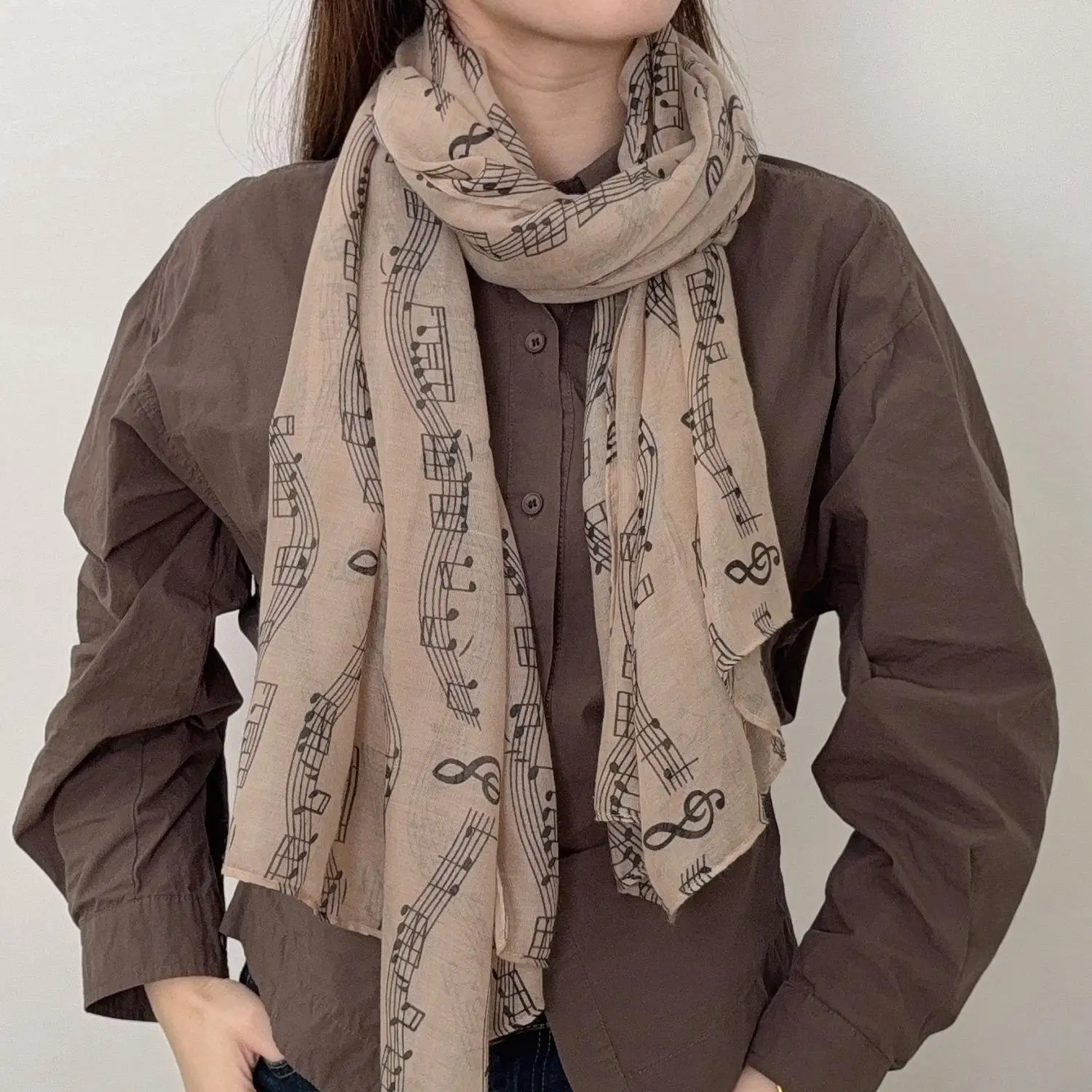 

Music Note Print Scarf Polyester Lightweight Artistic Headscarf for Versatile Fashion Accessory for Musicians Lovers Gift Idea