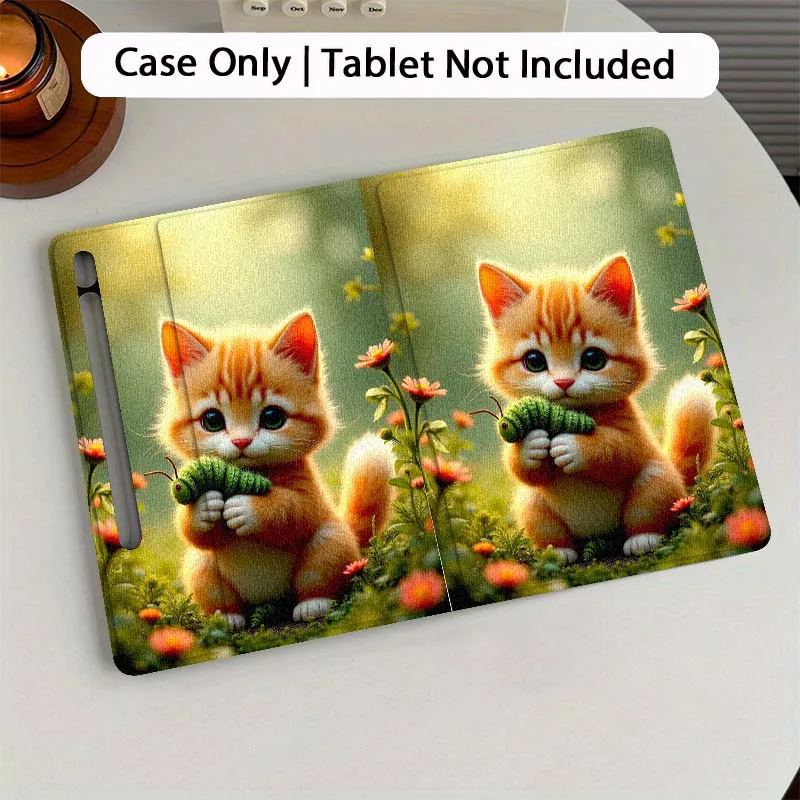 

Cartoon Ginger Cat Caterpillar For Samsung Galaxy Tab S7 S8 S9 S10 FE Plus 12.4 13.1 Inch Tablet Case