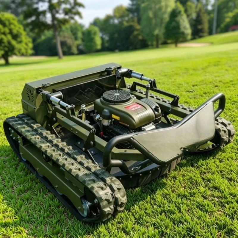 RC Crawler Lawn Mower Adjustable Cutting Height Anti-slip Rubber Track Grass Cutting Machine For Orchard Road Slope