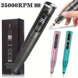 35000RPM Electric Nail Drill Machine Cordless Nail Sander for Nail Polish Rechargeable Portable Nail File for Acrylic Gel