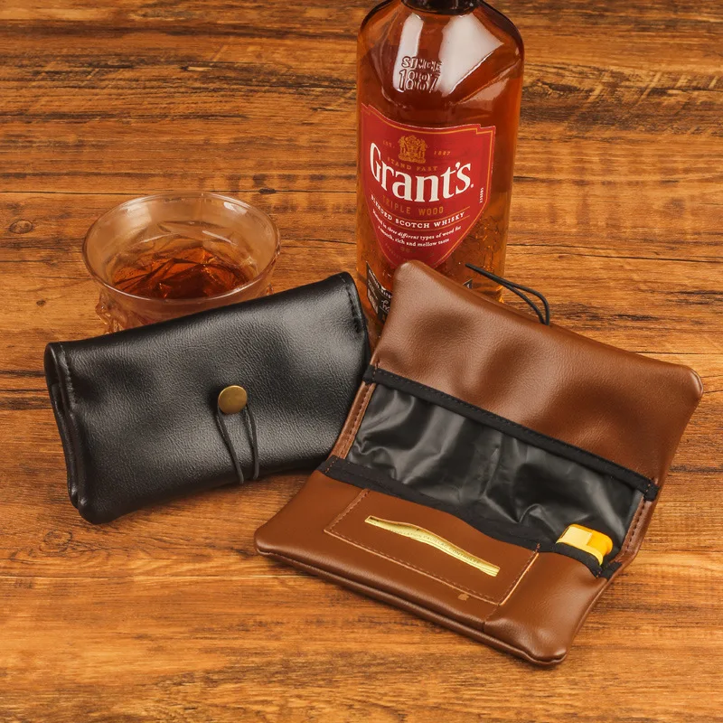 Multi-functiona Retro PU Leather Tobacco Pouch Case Bag Cigarette Smoking Paper Tips Holder Wallet Storage Bagg