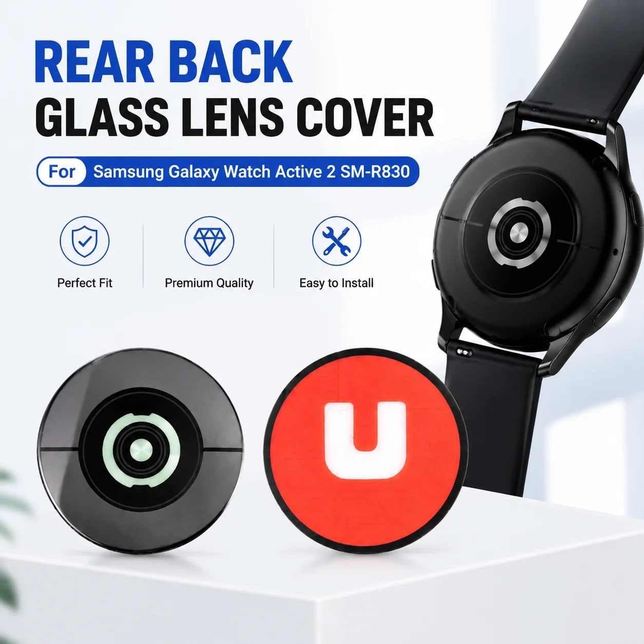 Rear Back Glass Lens Cover For Samsung Galaxy Watch Active 2 SM-R830 Back Cover Sensor Glass Replacement Repair Parts