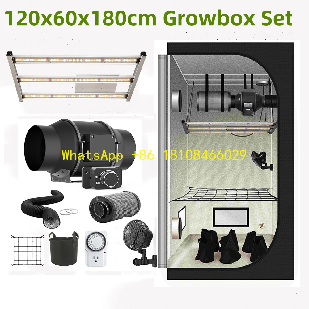 

Light 120x60x180cm Indoor 2-4 Plants Growing Tent Kit With Fan 2024 BAVA Growbox Complete Set 300W LM301H EVO LED Grow