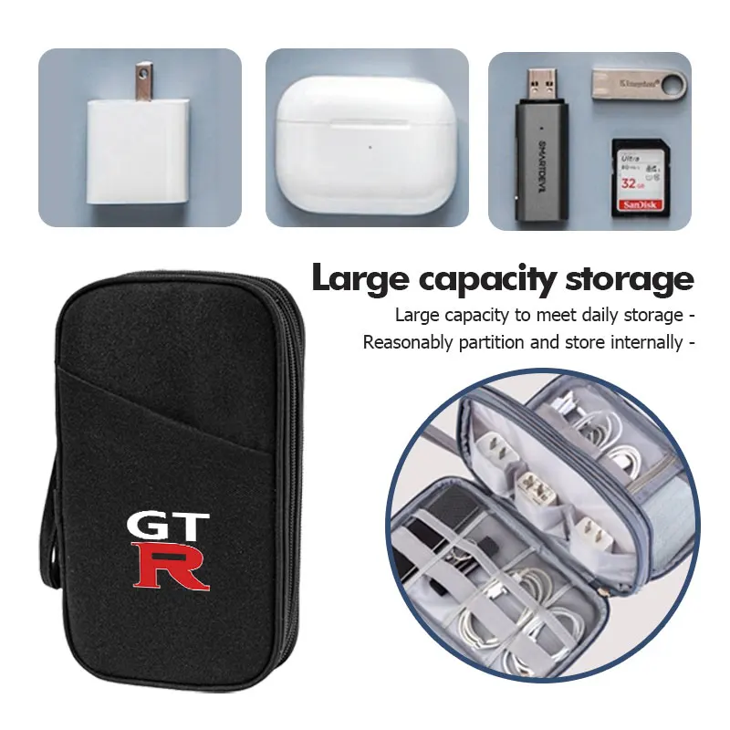 Travel Data Cable Organizer Pouch Carry Case Portable Storage Bag For Nissan GTR NISMO JDM R32 R33 R34 Teana Skyline Kawasaki view 4