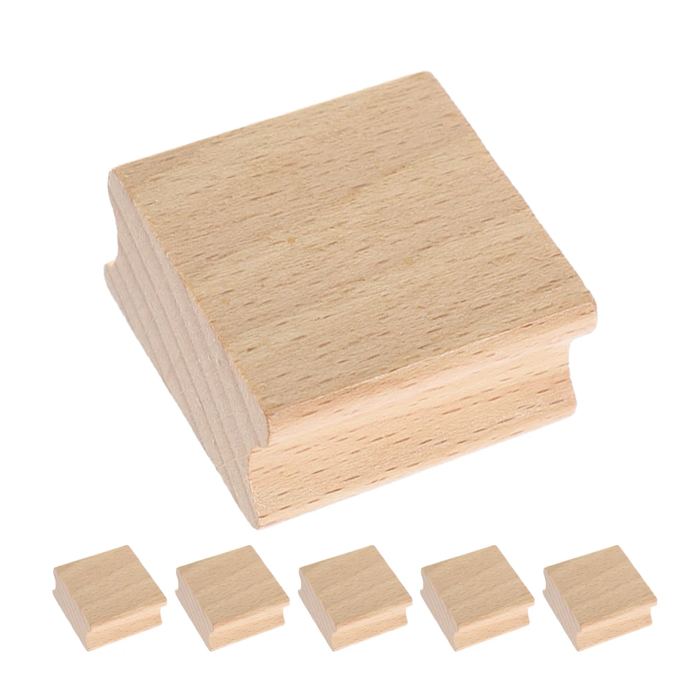 

6 Pcs Stamp Blank Groove Beech Wood DIY Blank Wood Stamper H Account Seal Carving Smooth Square Blocks Rubber Stamps