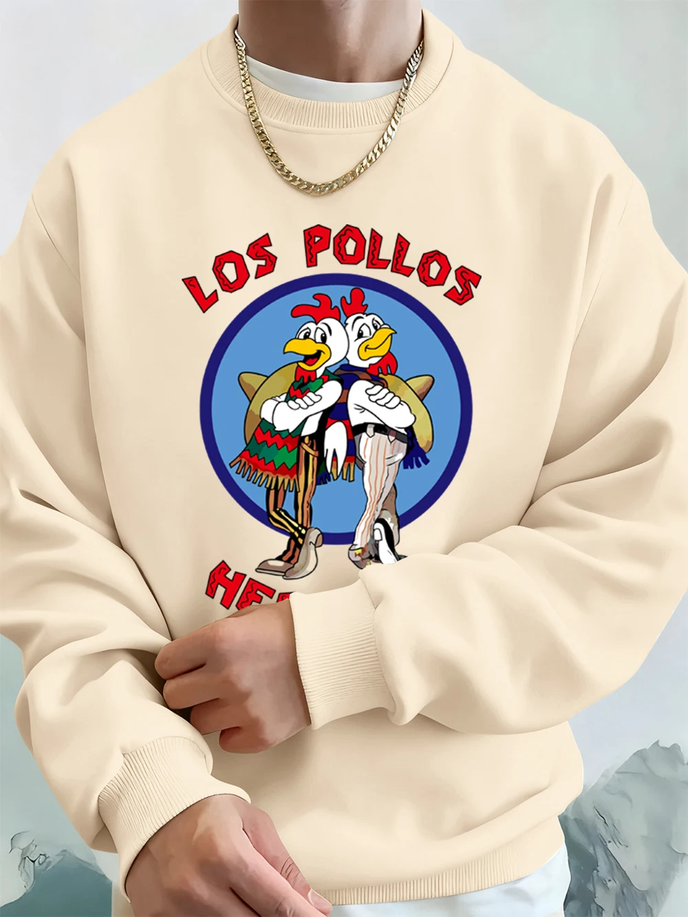 Los Pollos Hermanos Printed Men'S Sweatshirt Winter Loose Hoodies Sports Crewneck Fleece Warm Sportswears Basics Men Clothes