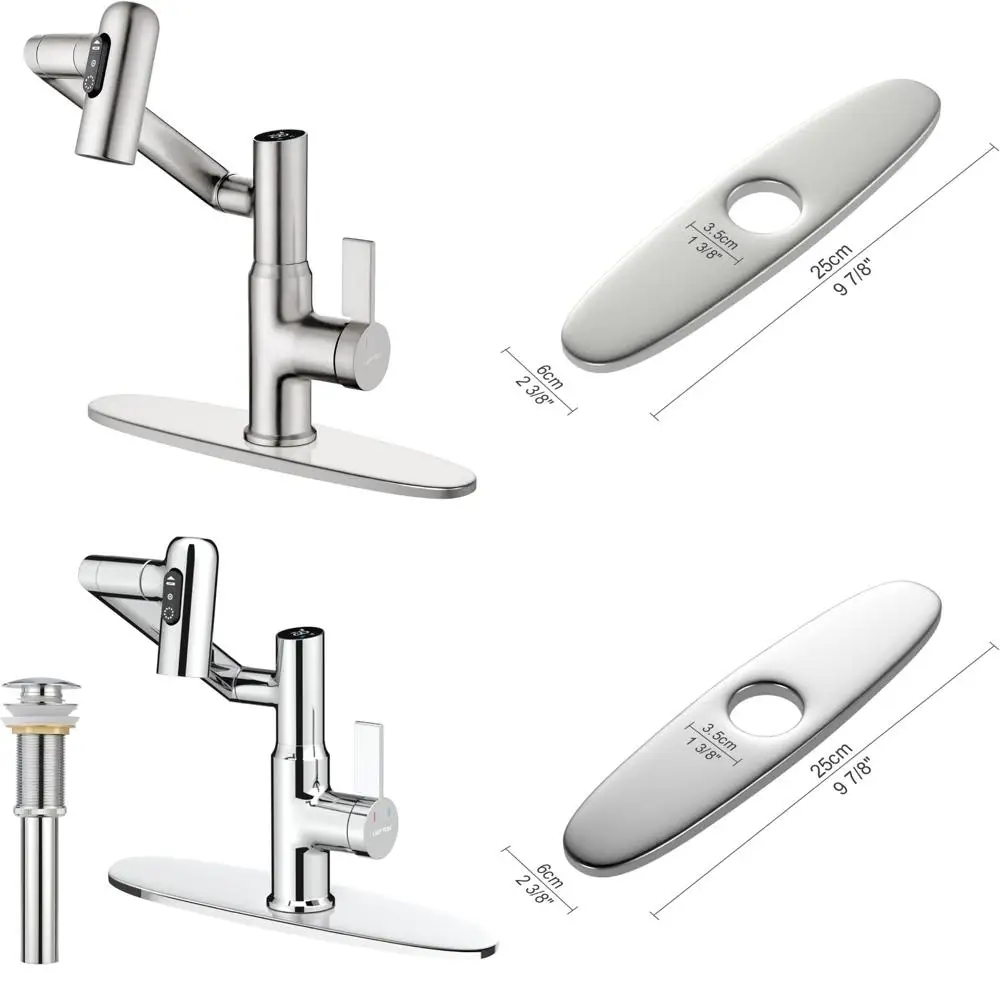 

Rotatable Bathroom Faucet with 10 Cover Plate, Brushed Nickel Finish, Modern Design for Home Bathrooms