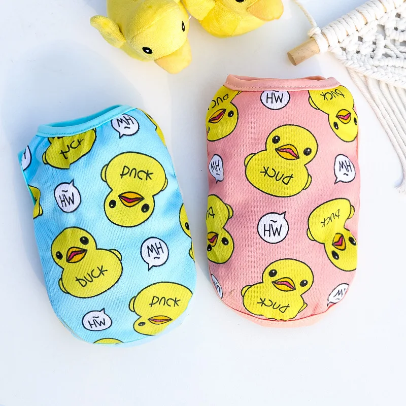 Clearance spring and summer dog pet cat clothing clothing Yellow Duck vest mesh through manufacturers selling pet supplies Puppy