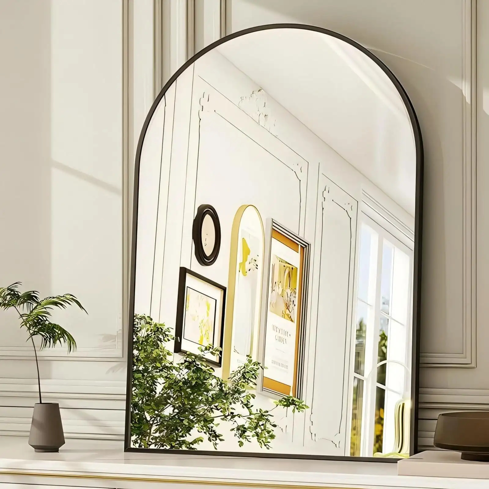 

Зеркало для ванной комнаты Anyrose с аркой, 26x38 дюймов, настенное туалетное зеркало с рамой из алюминиевого сплава, черное