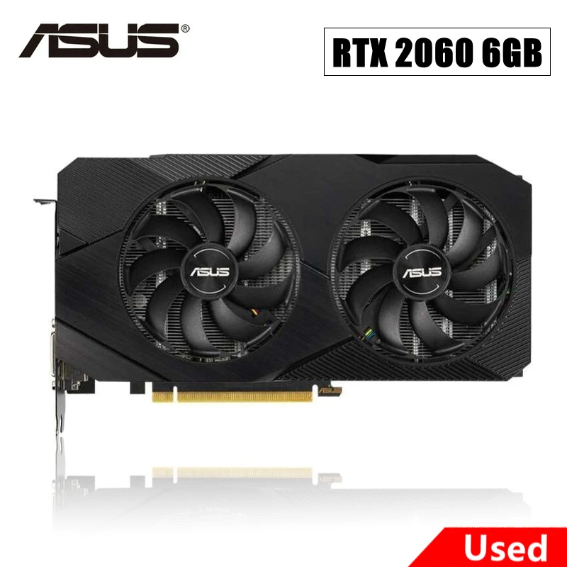 Used ASUS RTX 2060 6GB GDDR6 192bit Video Cards GPU Graphic Card RTX2060 6G