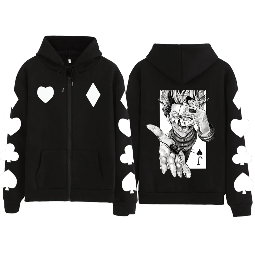 Anime Hisoka Long Sleeve Zipper Hoodies Coats Harajuku Hisoka Unisex Casual Clothes zipper jacket Classic Simple High Quality